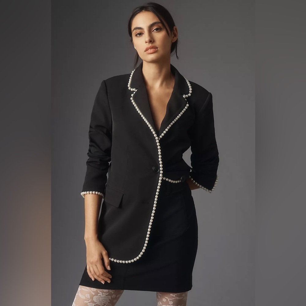 Nwt Anthropologie x endless rose Black Blazer with White Trim over sized fit